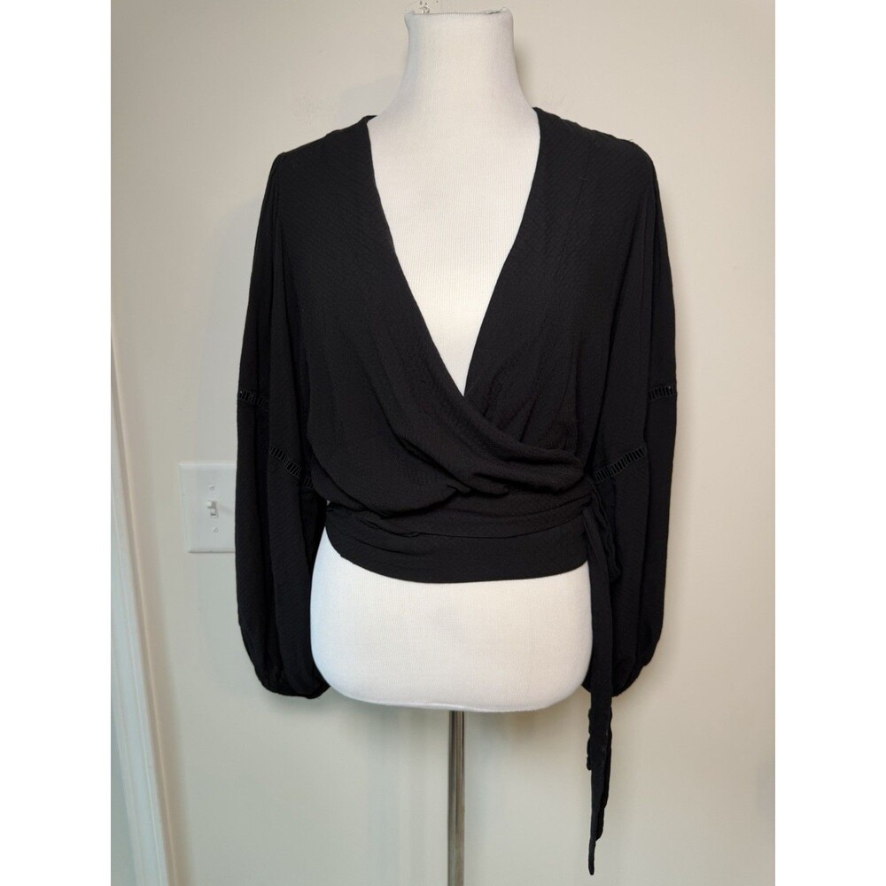Free People Wrap Black Top Women’s Large Boho